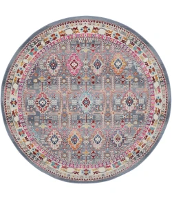 Nourison Home Vintage Kashan VKA05 Grey/Multi 6 ft. Round Area Rug