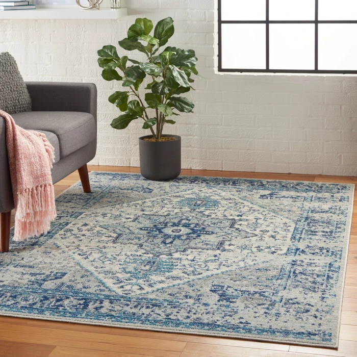 Nourison Tranquil Area Rug TRA06-Ivory/Light Blue