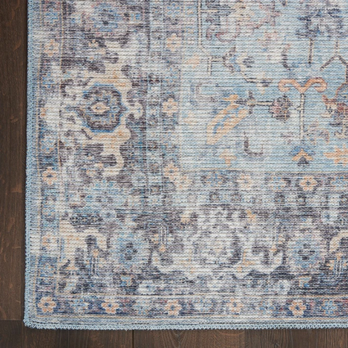 Nicole Curtis Machine Washable Series 1 Area Rug SR104 Blue 7' Runner