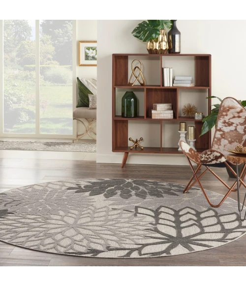Nourison Aloha Round Area Rug ALH05-Silver Grey