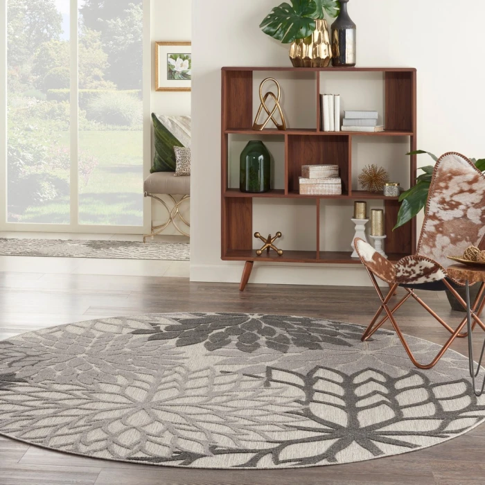 Nourison Aloha Round Area Rug ALH05-Silver Grey