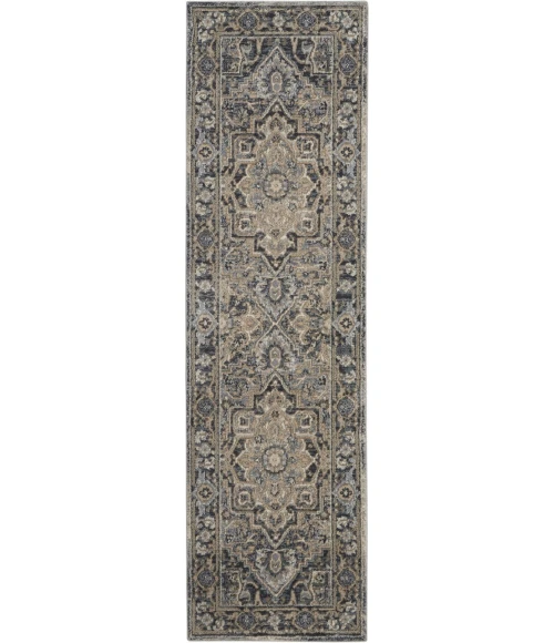 kathy ireland Home Moroccan Celebration Runner Area Rug KI381-Navy