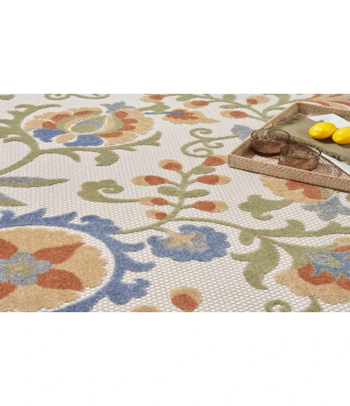 Nourison Aloha Ivory Blue ALH17 3 ft. 6 in. X 5 ft. 6 in. Rectangle Rug