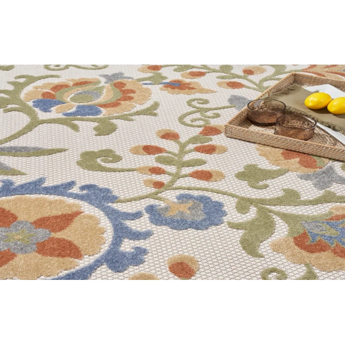 Nourison Aloha Ivory Blue ALH17 3 ft. 6 in. X 5 ft. 6 in. Rectangle Rug