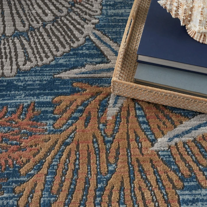 Nourison Seaside Blue Multicolor SDS04 8 ft. X 10 ft. Rect. Rug