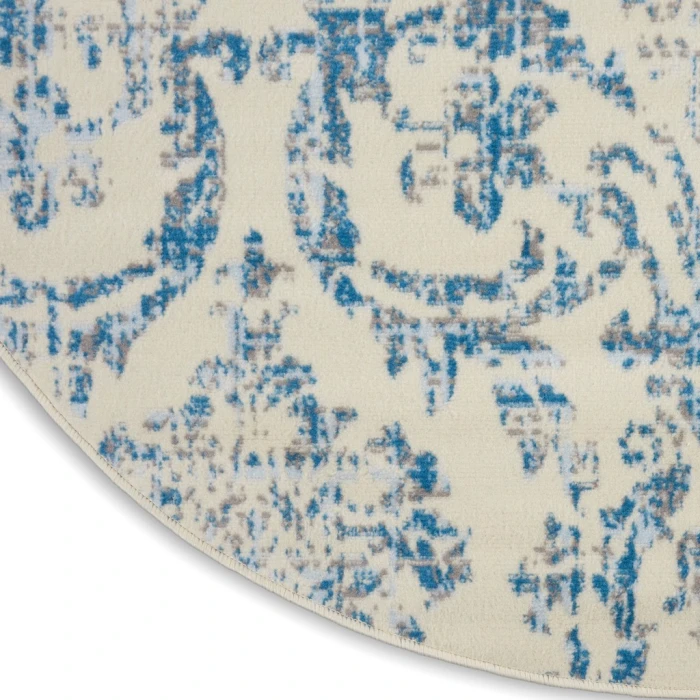 Nourison Jubilant Round Area Rug JUB09-Ivory Blue