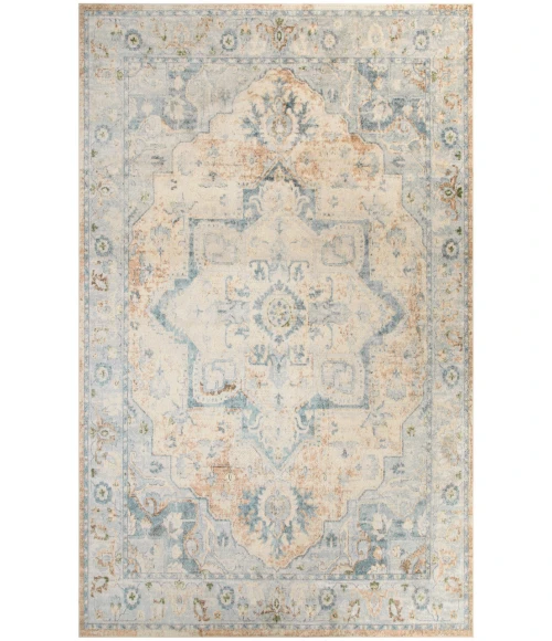 Nourison Astra Machine Washable Beige Blue ASW12 6 ft. 7 in. X 9 ft. Rectangle Rug