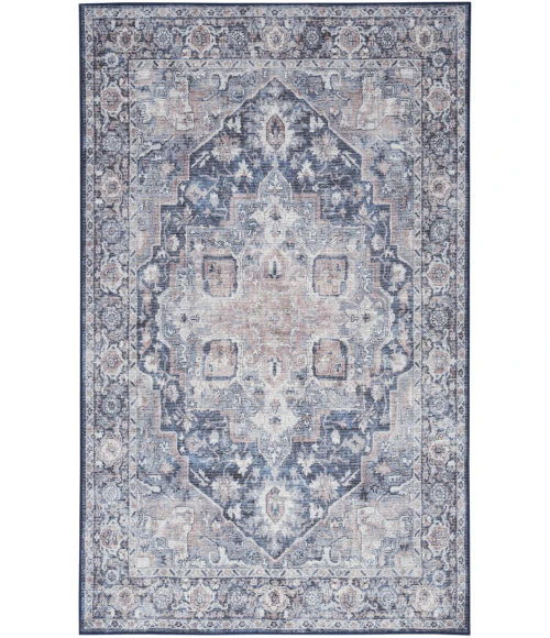 Nicole Curtis Machine Washable Series 1 Ivory Navy SR101 5 ft. 3 in. X 7 ft. 3 in. Rectangle Rug