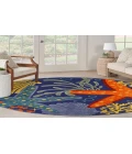 Nourison Aloha Navy Multicolor ALH24 7 ft. 10 in. Round Rug