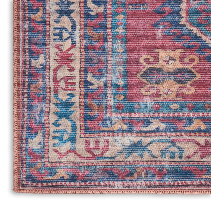 Nicole Curtis Machine Washable Series 1 Area Rug SR105 Red/Navy 2' x 4'