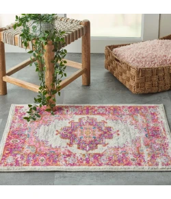 Nourison Home Passion PSN03 Ivory/Fuchsia 1 ft. 10 in. X 2 ft. 10 in. Area Rug