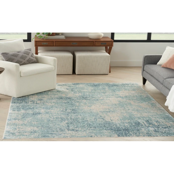 Nourison Astra Machine Washable Blue Ivory ASW07 4 ft. X 6 ft. Rectangle Rug