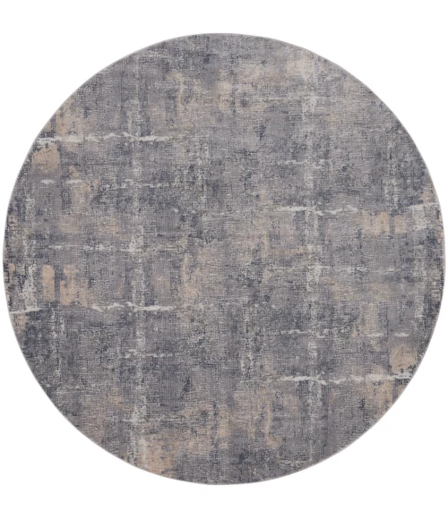 Nourison Rustic Textures Area Rug RUS06 Grey/Beige 7'10" Round