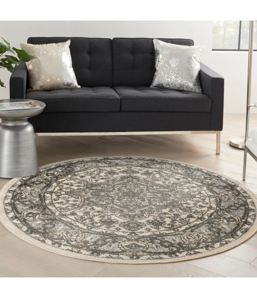 Nourison Quarry Ivory Blue QUA05 8 ft. X Round Rug