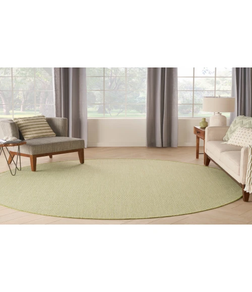 Nourison Courtyard Ivory Green COU01 8 ft. Round Rug