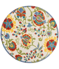 Nourison Home Aloha ALH17 Ivory Multicolor 5 ft. 3 in. Round Area Rug