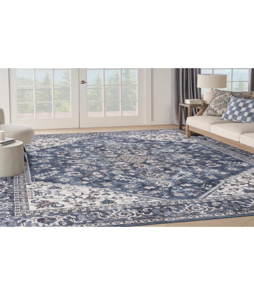 Nicole Curtis Machine Washable Series 1 Navy Ivory SR104 10 ft. X 14 ft. Rectangle Rug