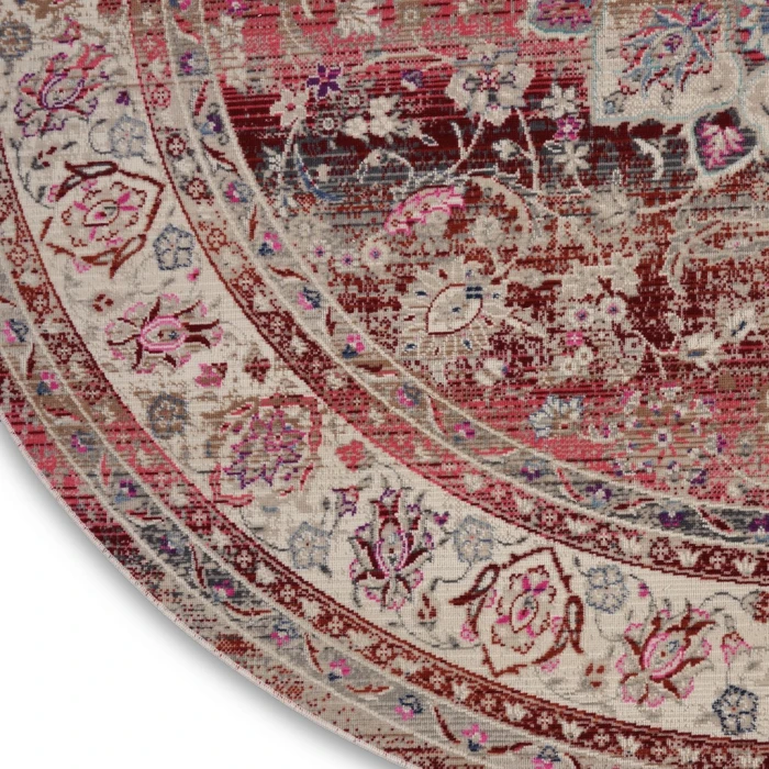 Nourison Vintage Kashan Round Area Rug VKA01-Red