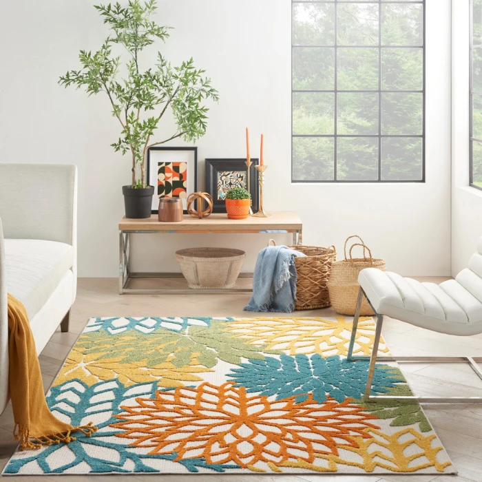 Nourison Aloha Area Rug ALH05 Turquoise Multicolor