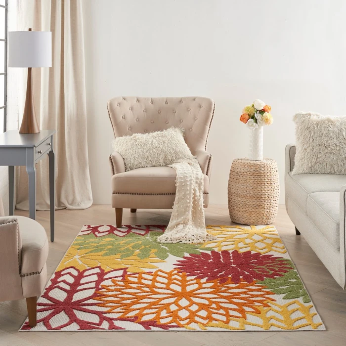 Nourison Aloha Area Rug ALH05-Red Multi Colored