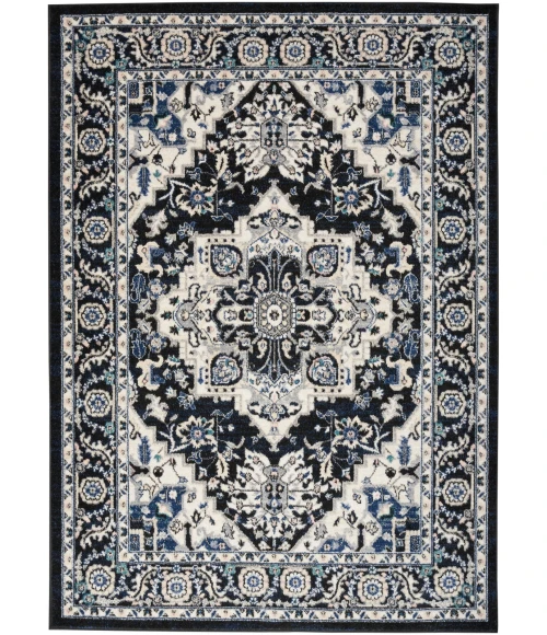 Nourison Passion Area Rug PSN33 Black Ivory 5'3" x 7'3"