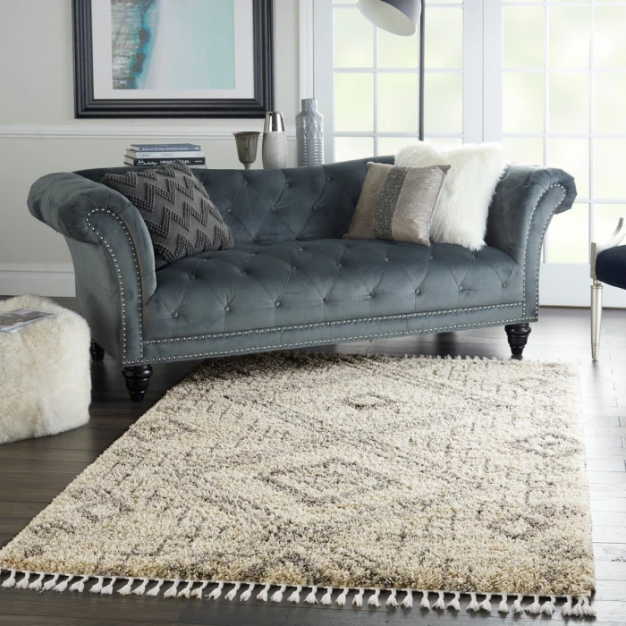 Nourison Oslo Shag Ivory/Grey OSL02 4 ft. X 6 ft. Rect. Rug