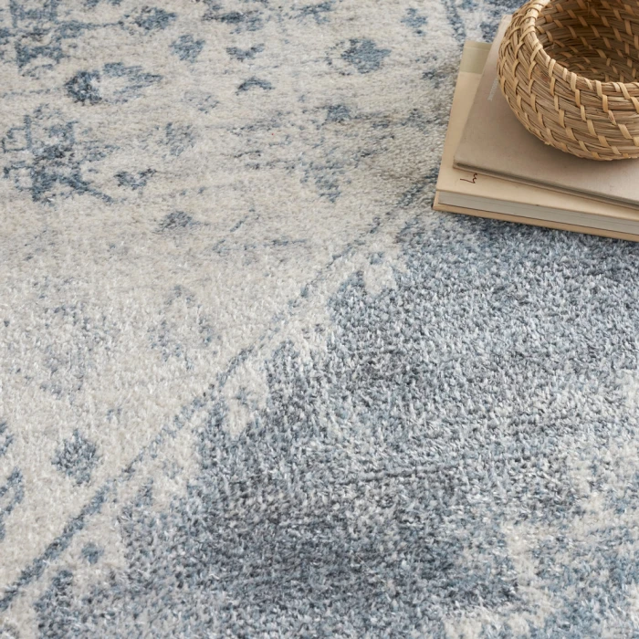 Nourison Astra Machine Washable Area Rug ASW11 Blue/Ivory