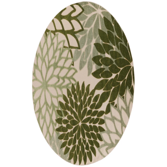 Nourison Aloha Ivory Green ALH05 5 ft. 3 in. Round Rug