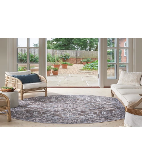 Nicole Curtis Machine Washable Series 1 Olive Ivory SR104 5 ft. 3 in. Round Rug