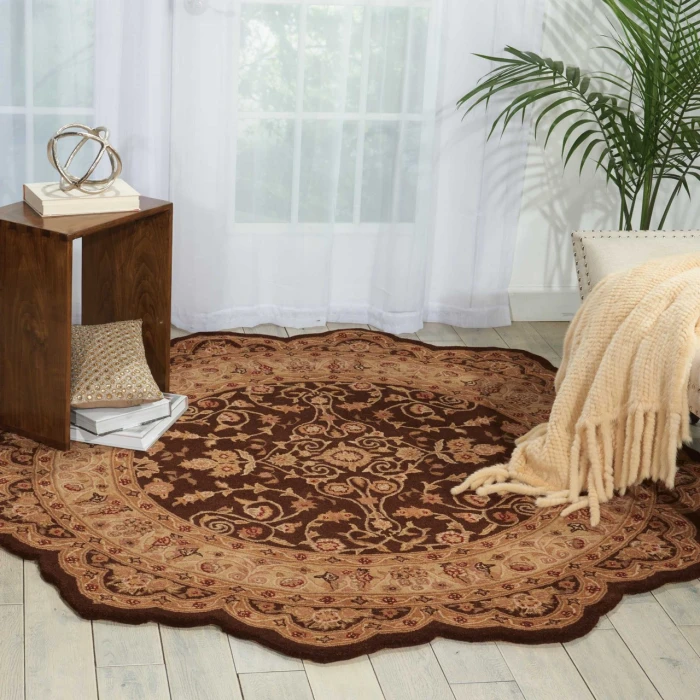 Nourison Home Heritage Hall Brown HE05 9ft. x Round Round Rug