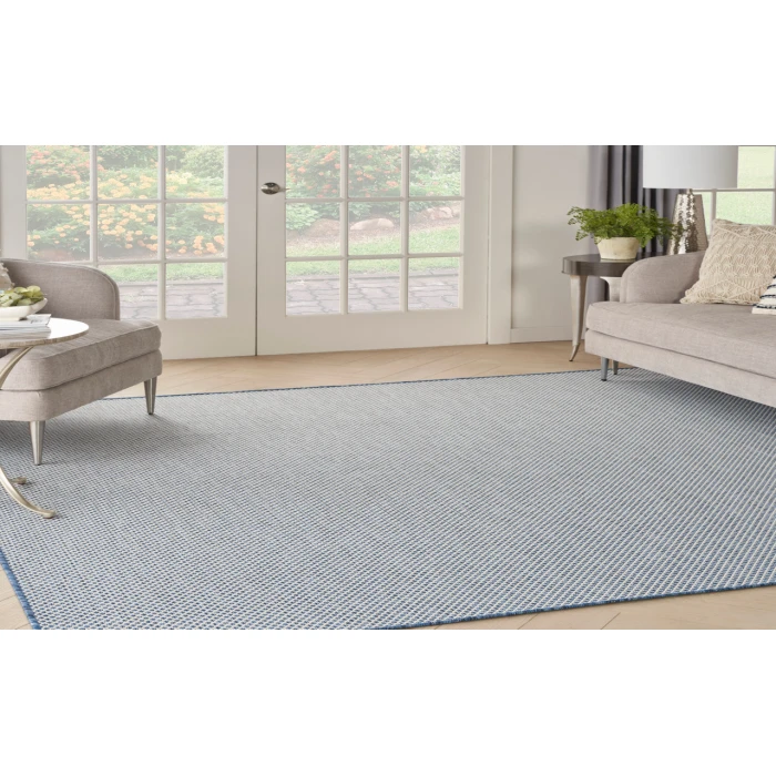 Nourison Courtyard Ivory Blue COU01 8 ft. Square Rug