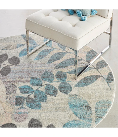 Nourison Tranquil(Traql) Area Rug TRA01 Ivory/Light Blue