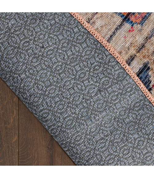 Nicole Curtis Machine Washable Series 1 Multicolor SR106 5 ft. 3 in. Round Rug