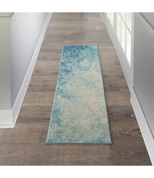 Nourison Passion Area Rug PSN10 Navy/Light Blue 2'2" x 10'