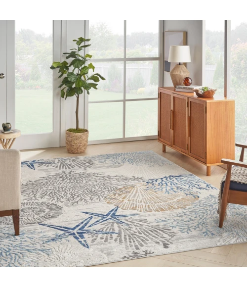 Nourison Seaside Ivory Grey Blue SDS04 9 ft. X 12 ft. Rect. Rug