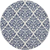 Nourison Home Grafix GRF06 White/Blue 5 ft. 3 in. Round Area Rug
