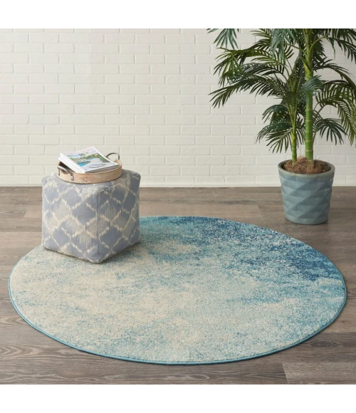 Nourison Passion Round Area Rug PSN10-Navy/Light Blue