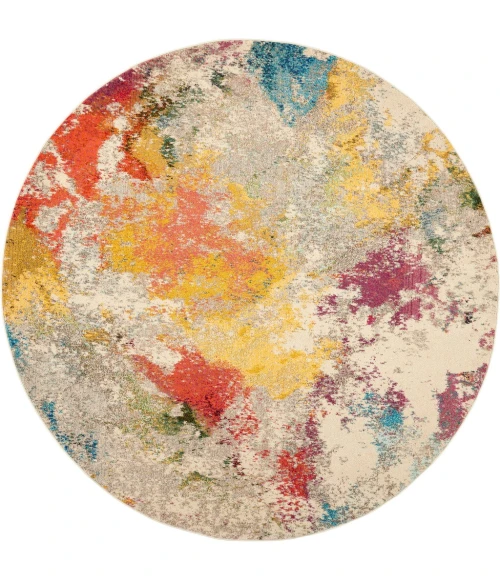 Nourison Celestial Round Area Rug CES12-Ivory/Multicolor