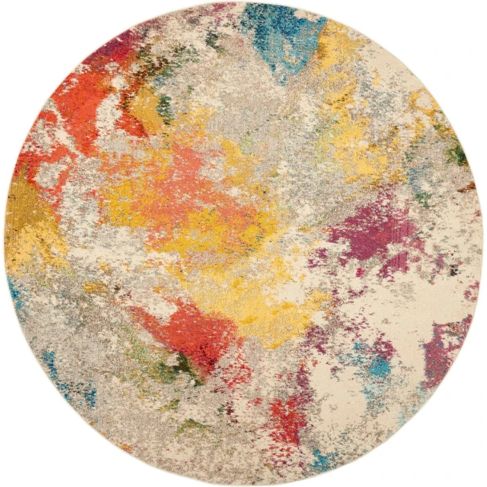 Nourison Celestial Round Area Rug CES12-Ivory/Multicolor