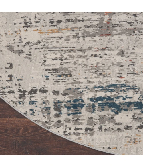 Nourison Rustic Textures Area Rug RUS14 Light Grey Multi 5'3" Round