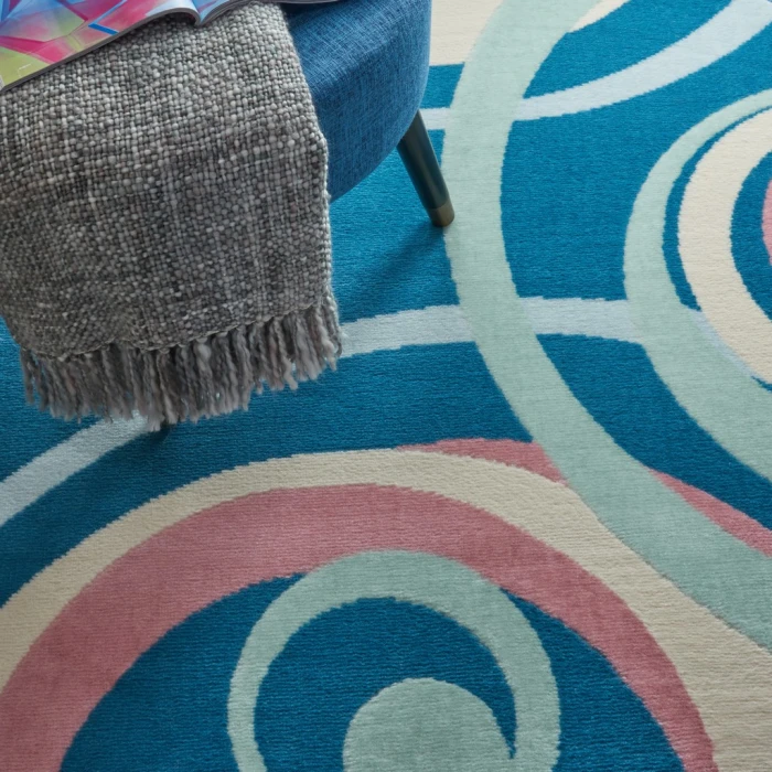 Nourison Grafix Round Area Rug GRF21-Blue Multi Colored