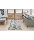 Nourison Astra Machine Washable Blue Ivory ASW09 2 ft. 2 in. X 10 ft. Rectangle Rug