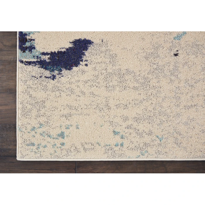 Nourison Celestial Area Rug CES02-Ivory/Teal Blue