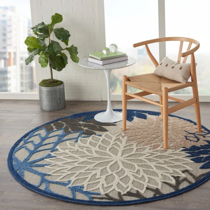 Nourison Aloha Round Area Rug ALH05-Blue/Multicolor