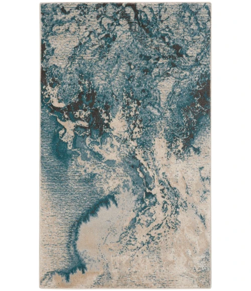 Nourison Maxell Area Rug MAE08 Ivory/Teal 3' x 5'