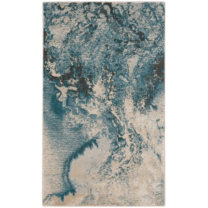 Nourison Maxell Area Rug MAE08 Ivory/Teal 3' x 5'