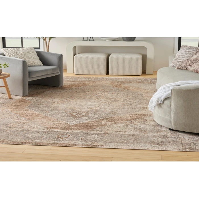 Nourison Astra Machine Washable Beige ASW13 6 ft. 7 in. X 9 ft. Rectangle Rug
