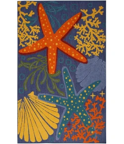 Nourison Home Aloha ALH24 Navy Multicolor 3 ft. 6 in. X 5 ft. 6 in. Area Rug