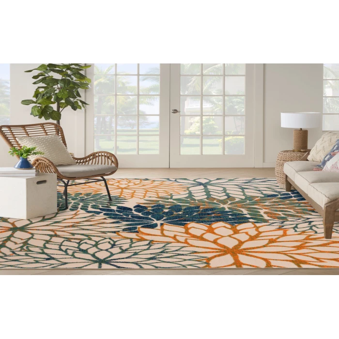 Nourison Aloha Blue Green ALH05 7 ft. 10 in. X 10 ft. 6 in. Rectangle Rug