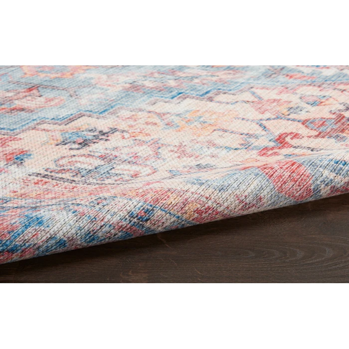 Nicole Curtis Machine Washable Series 1 Blue Multicolor SR104 2 ft. 2 in. X 12 ft. Rectangle Rug